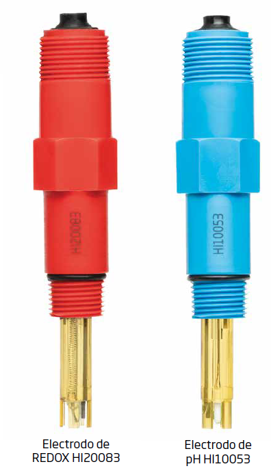 Electrodo de REDOX HI20083 y Electrodo de pH HI10053, diseñados para uso en sistemas de piscinas
